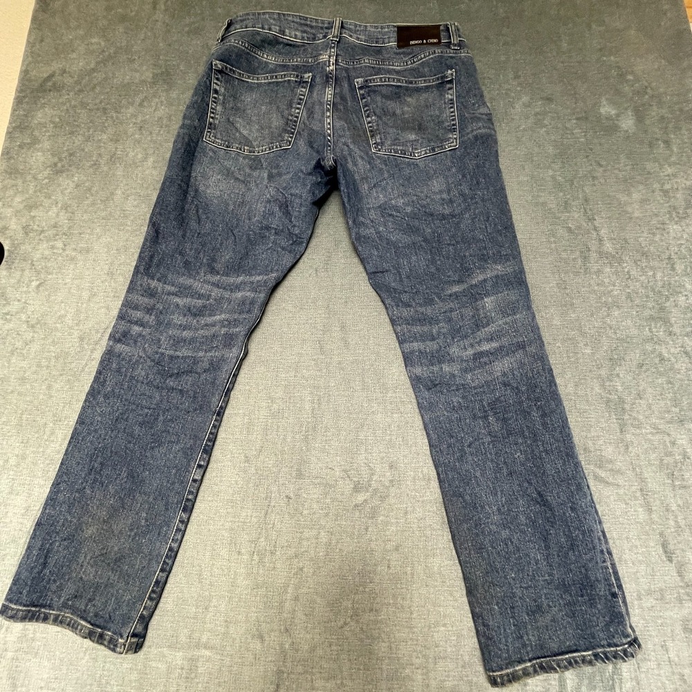Indigo & Chino Jeans Mens 33W Blue Denim Medium Wash High Rise Straight Leg